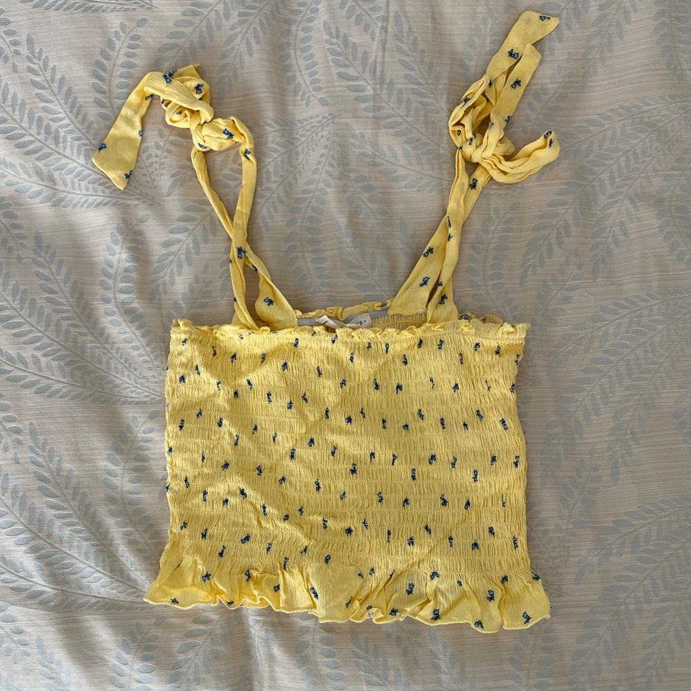 L.A. Hearts Yellow and Blue Flower Crop Top